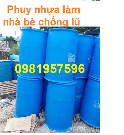 phuy nhựa 220l nắp nhỏ, phuy nhua lam be, phuy nhựa làm bè nổi